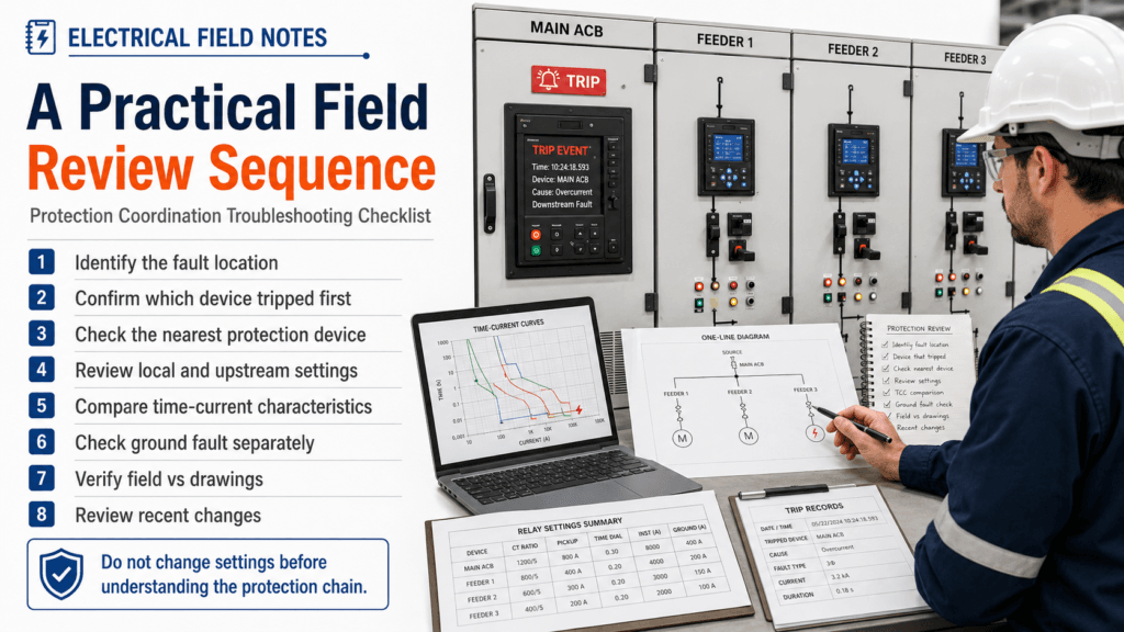 Practical checklist for electrical protection coordination troubleshooting