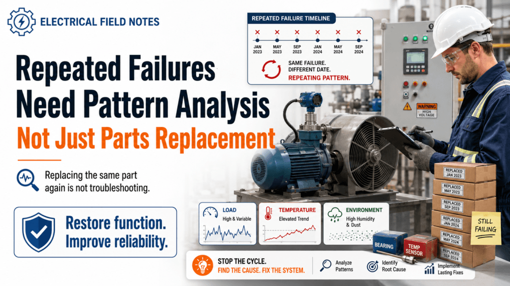 Engineer analyzing repeated equipment failures instead of replacing the same parts again